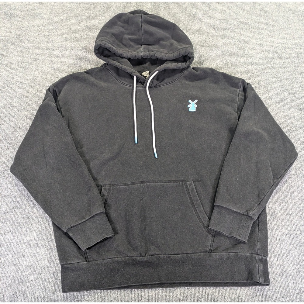 Dutch Bros Coffee Mens Large Graphic Hoodie Black Windmill Logo Sweatshirt